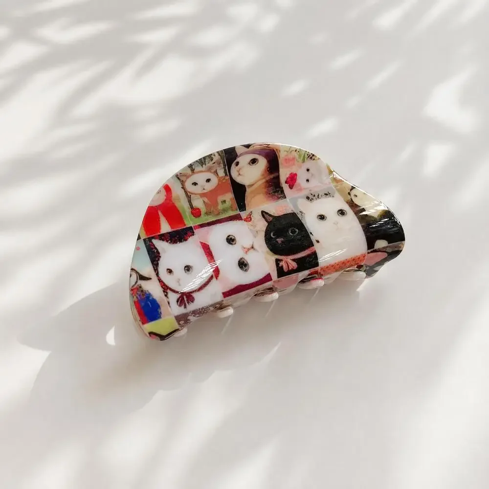 Cat Collage Hair Claw Clip NWT
